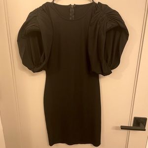 Black Mini Dress With Padded Shoulders